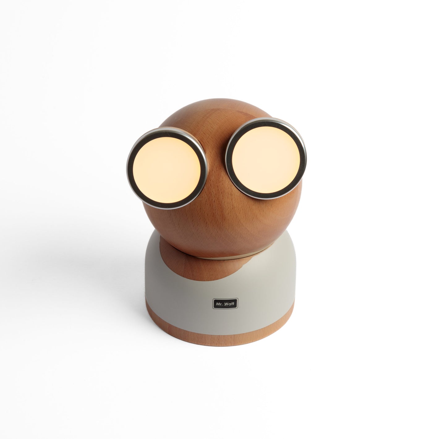 Mr Watt bianca lampada d'appoggio in legno ricaricabile