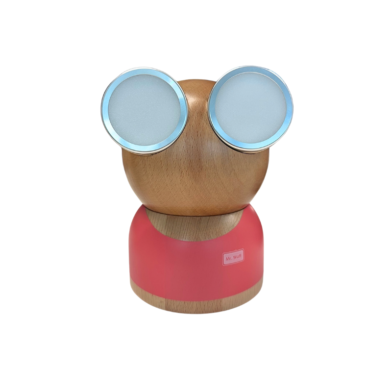 Mr Watt rossa lampada d'appoggio in legno ricaricabile
