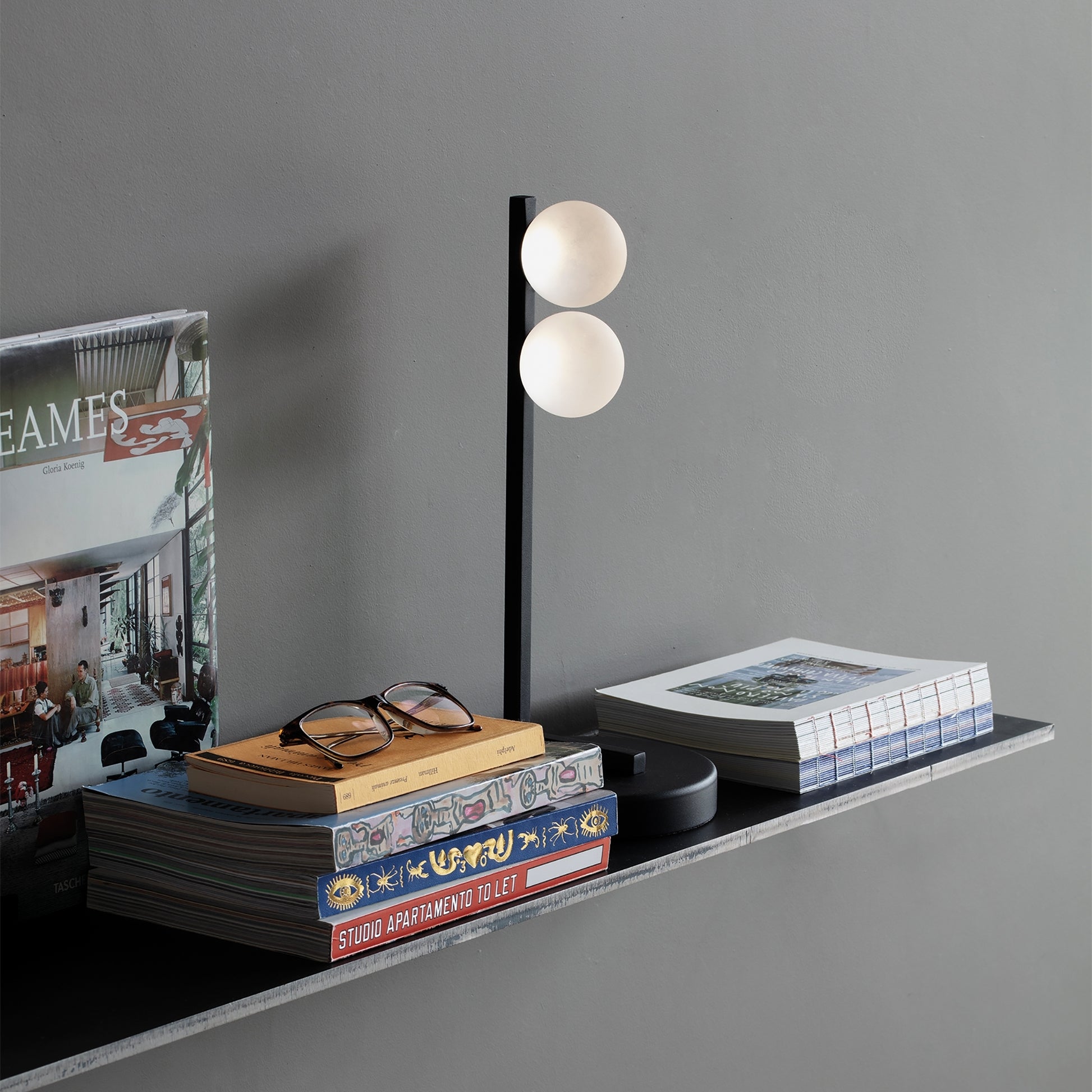 lampada da tavolo binomio doppia ideal lux abat jour
