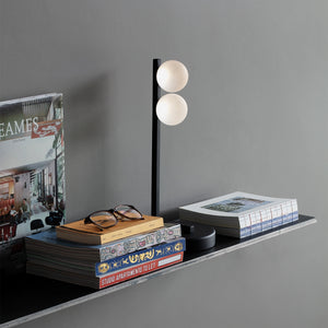 lampada da tavolo binomio doppia ideal lux abat jour