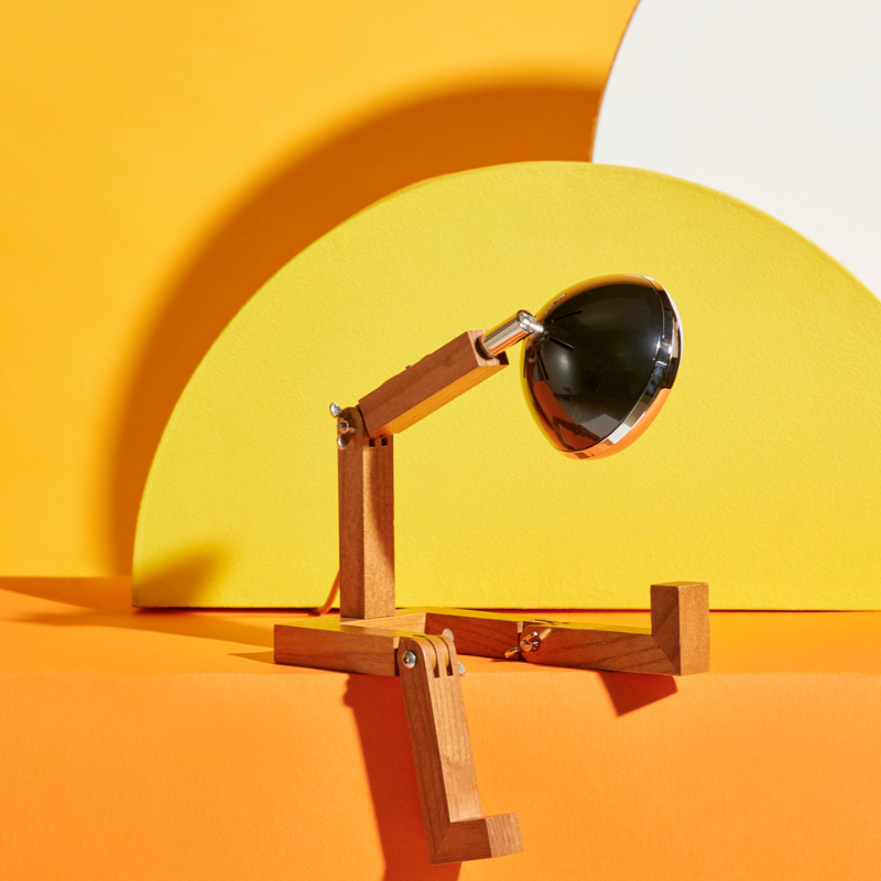 Mini Mr Wattson fashion black lampada d'appoggio in legno