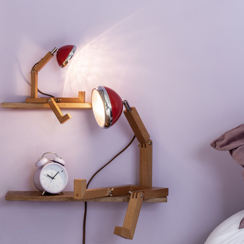 Mini Mr Wattson flash red lampada d'appoggio in legno