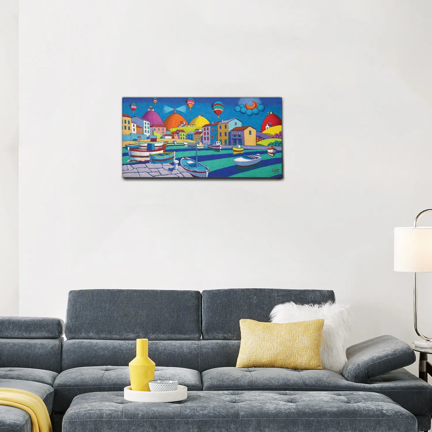 QUADRO "MARE-BARCHE-MONGOLFIERE"