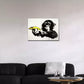 QUADRO BANKSY SCIMMIA PISTOLA GIALLA