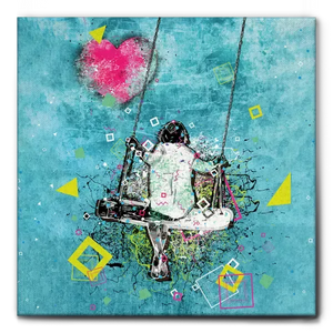 QUADRO STREET ART BIMBA SULL'ALTALENA