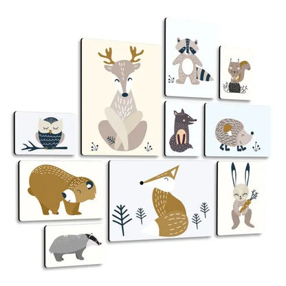 Animaletti Della Foresta Quadri set 10 pannelli