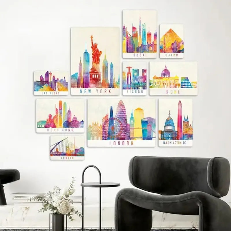 Città Colorate Quadri set 10 pannelli