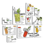 Cocktail Ingredienti Quadri set 10 pannelli