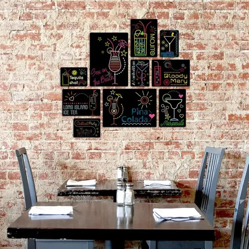 Cocktail Neon Quadri set 10 pannelli