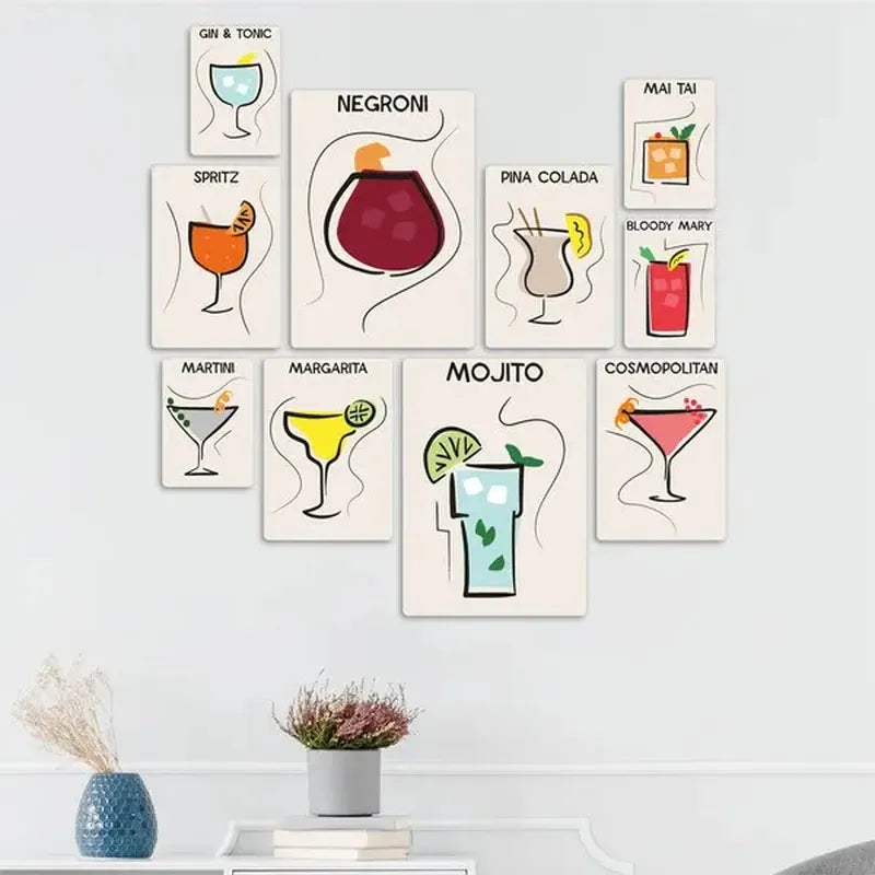 Cocktails Flat Quadri set 10 pannelli