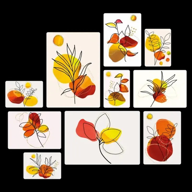 Floreali Arancione Quadri set 10 pannelli