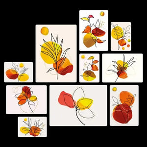 Floreali Arancione Quadri set 10 pannelli