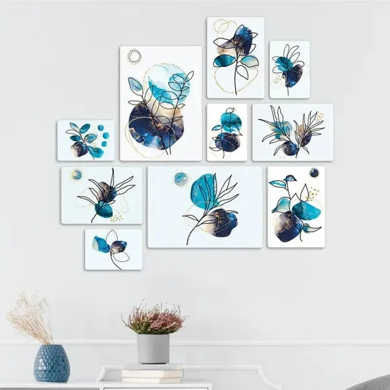 Floreali Blu Quadri set 10 pannelli