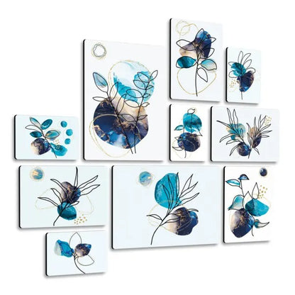 Floreali Blu Quadri set 10 pannelli