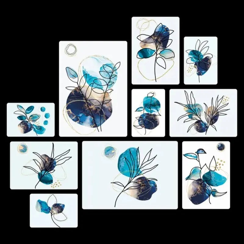Floreali Blu Quadri set 10 pannelli