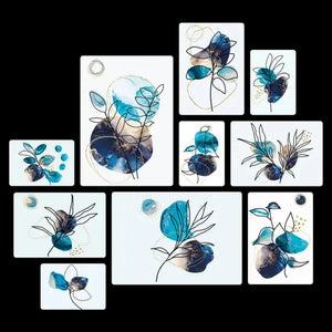 Floreali Blu Quadri set 10 pannelli