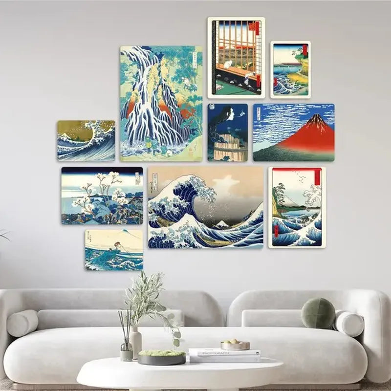 Hokusai Hiroshige Quadri set 10 pannelli