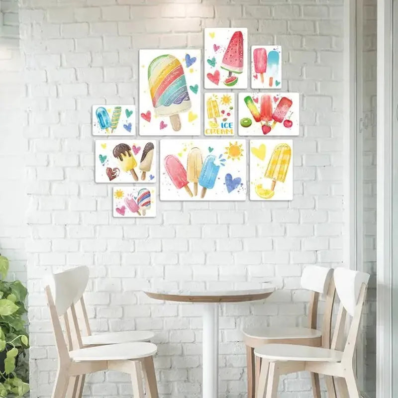 Ice Cream Pop Sicle Quadri set 10 pannelli
