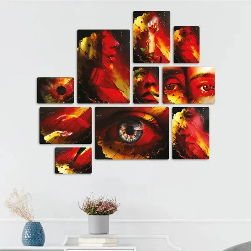 Metaphysical Soul Red Quadri set 10 pannelli