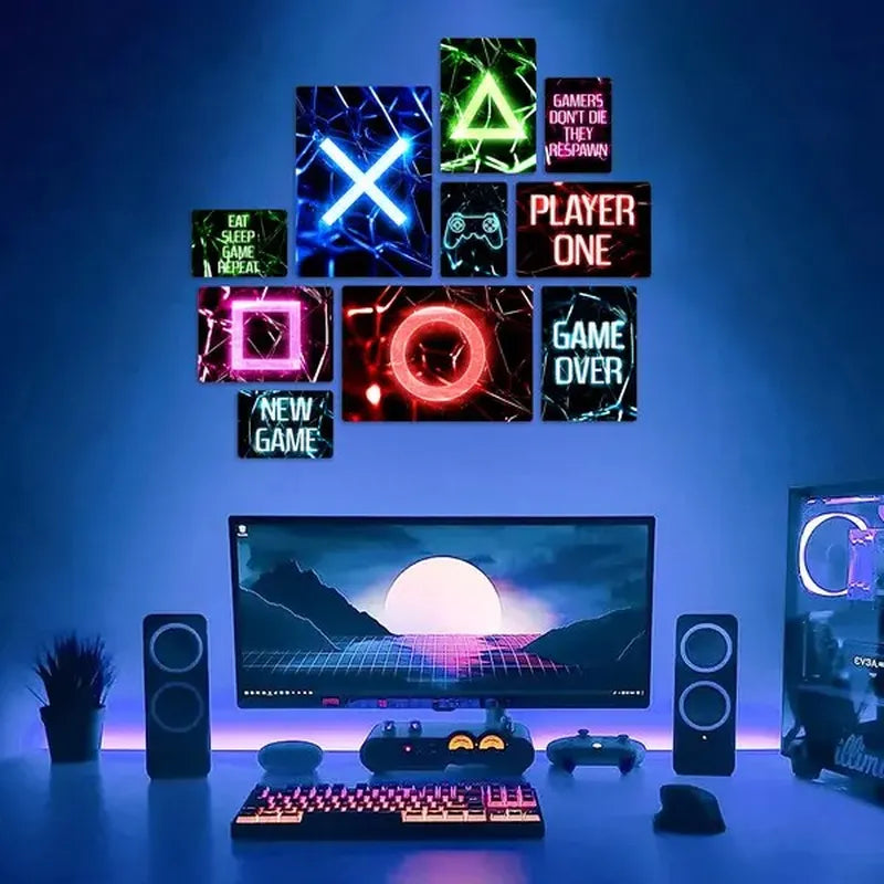 Neon Gaming Quadri set 10 pannelli