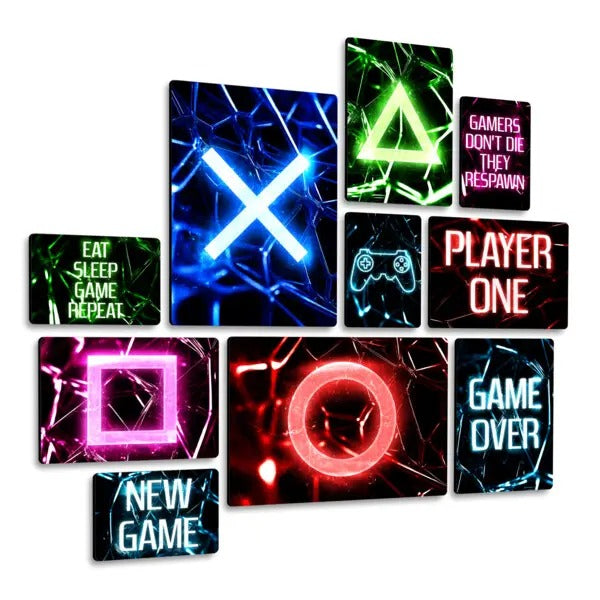 Neon Gaming Quadri set 10 pannelli
