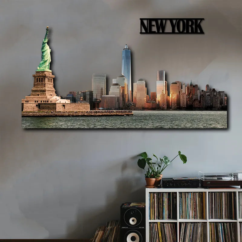 New York Liberty Skyline Fotografico Sagomato