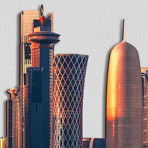 Qatar Giorno Skyline Fotografico Sagomato