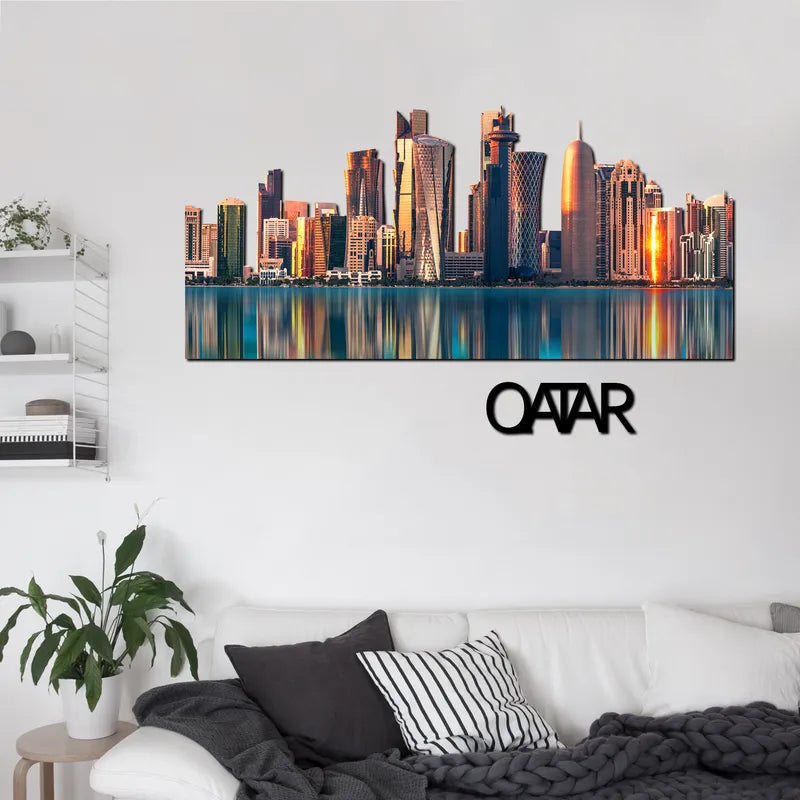 Qatar Giorno Skyline Fotografico Sagomato