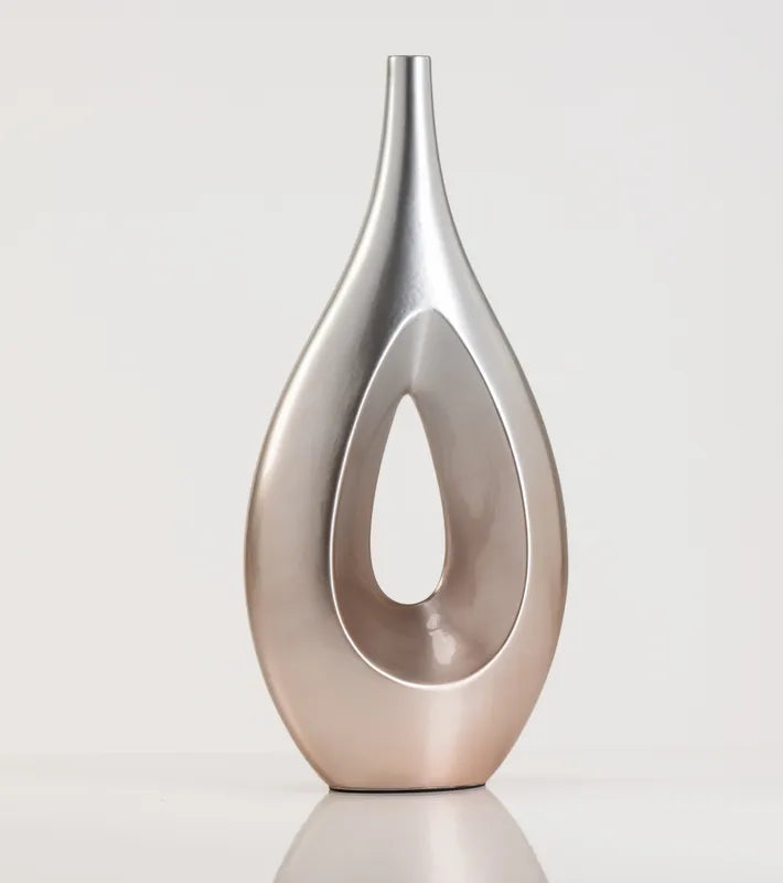 Vaso Goccia Alto Argento in Ceramica Laccata
