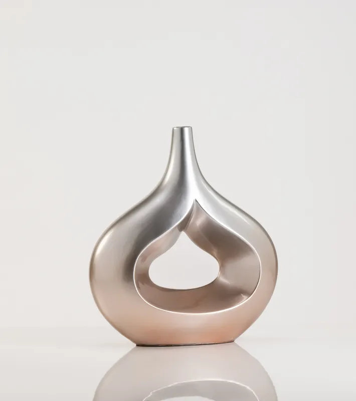 Vaso Goccia Argento in Ceramica Laccata