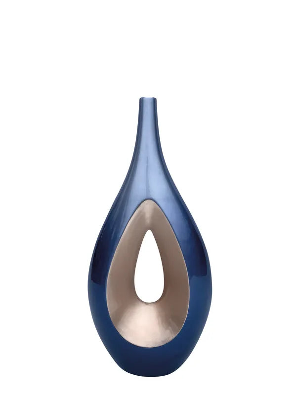 Vaso Goccia Alto Blu in Ceramica Laccata