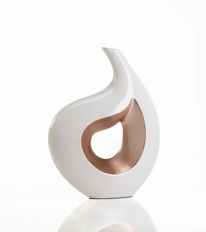 Vaso Ricciolo Bianco in Ceramica Laccata